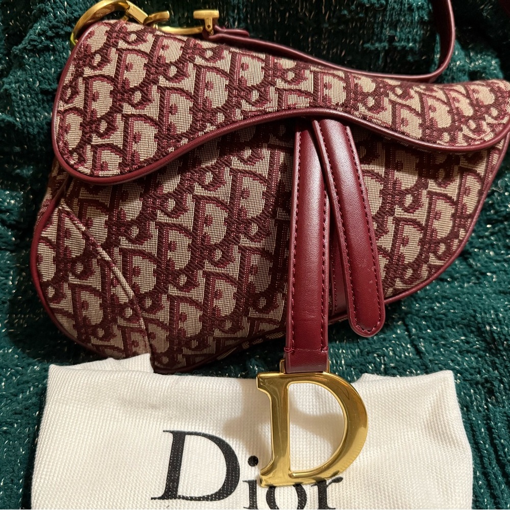 Not for Sale Dior Burgundy Saddle Bag with strap